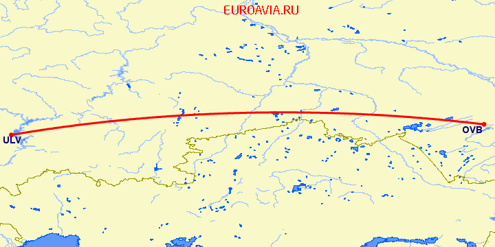 перелет Новосибирск — Ульяновск на карте