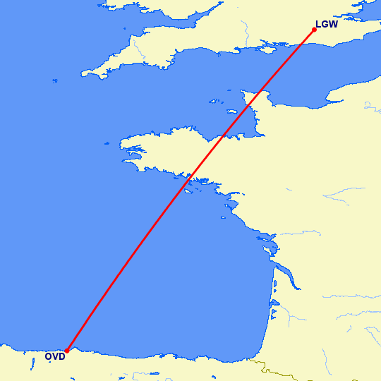 перелет Овьедо-Авилес — Лондон на карте