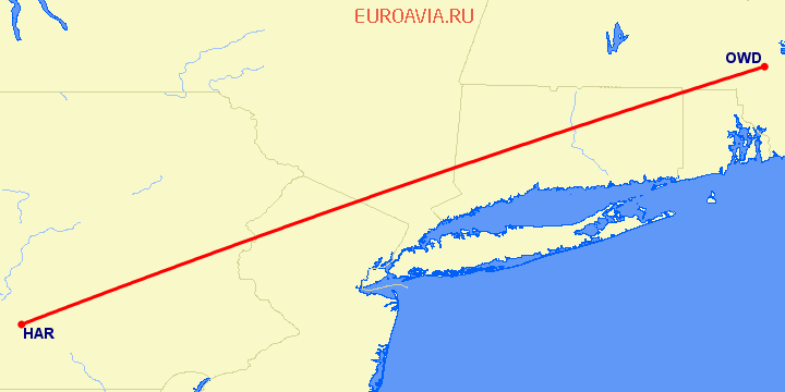 перелет Norwood — Harrisburg на карте