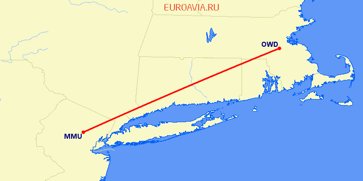 перелет Norwood — Morristown на карте