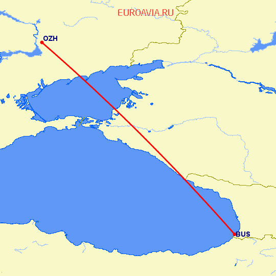 перелет Запорожье — Батуми на карте