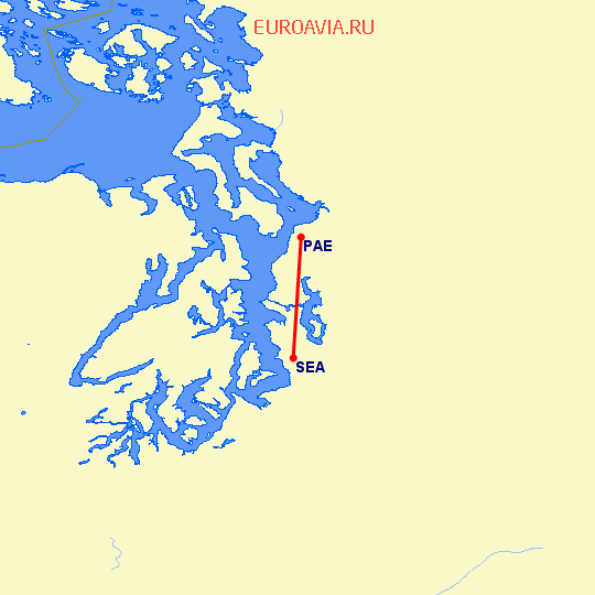 перелет Эверетт — Сиэтл на карте