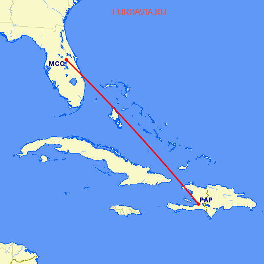 перелет Порт О Принц — Орландо на карте