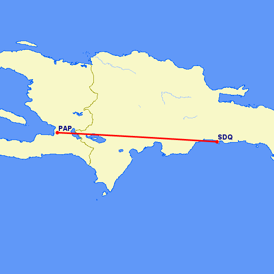 перелет Порт О Принц — Санто Доминго на карте