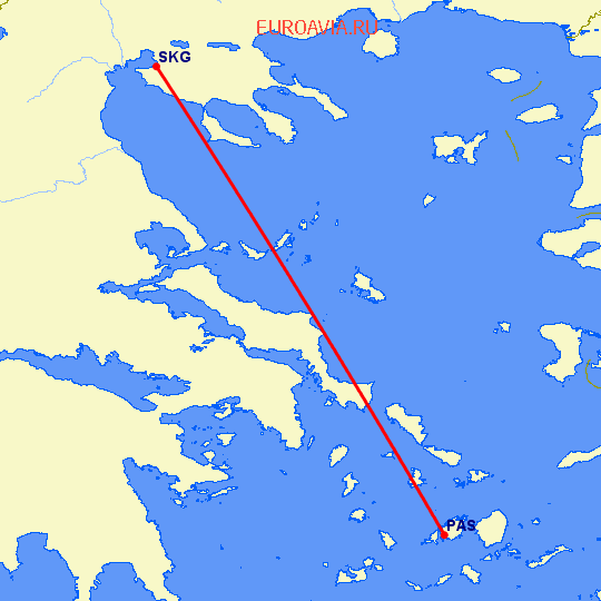перелет Парос — Салоники на карте