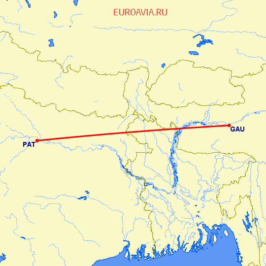 перелет Патна — Gawahati на карте