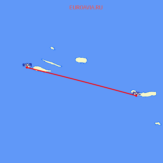перелет Ponta Delgada — Horta на карте