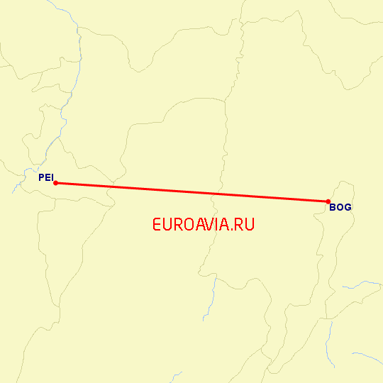 перелет Перейра — Богота на карте