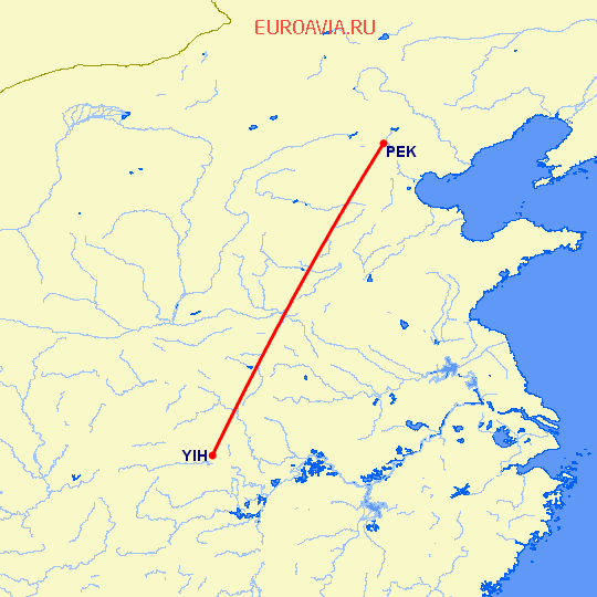 перелет Пекин — Фучэн на карте