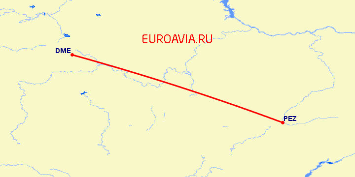 перелет Пенза — Москва на карте