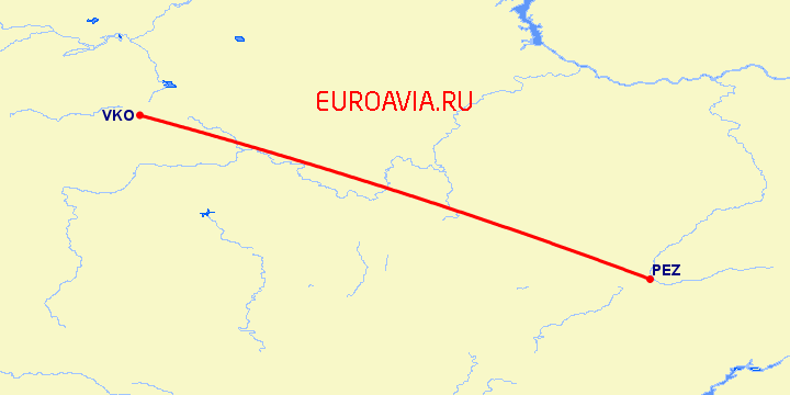 перелет Пенза — Москва на карте
