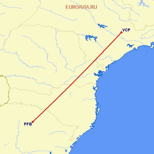 перелет Passo Fundo — Сан Паулу на карте