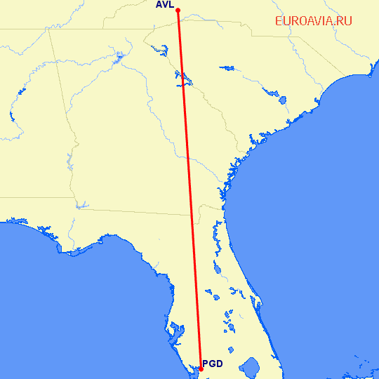 перелет Пунта Горда — Флетчер на карте
