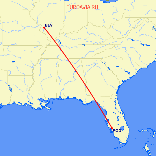 перелет Пунта Горда — Белльвиль на карте