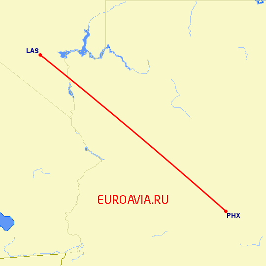 перелет Феникс — Лас Вегас на карте