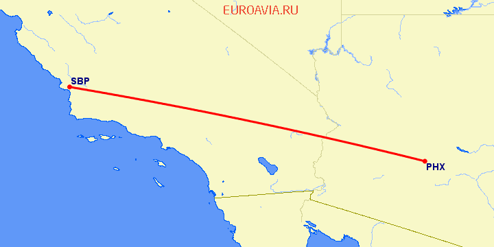 перелет Феникс — Сан Луис Обиспо на карте