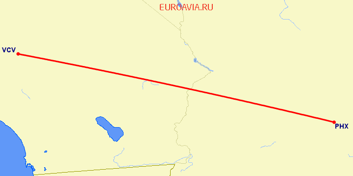 перелет Феникс — Victorville, CA на карте