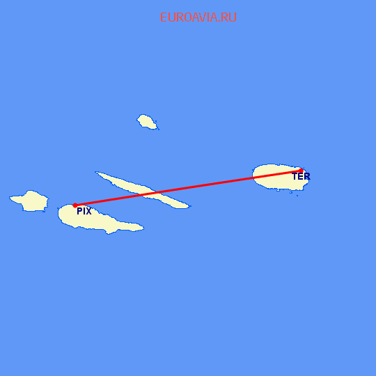 перелет Pico Island — Terceira Island на карте