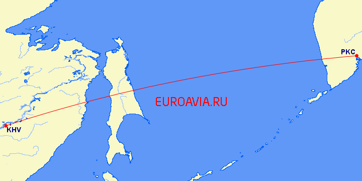 перелет Петропавловск Камчатский — Хабаровск на карте