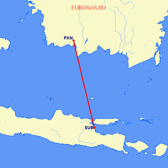 перелет Пангкаланбуун — Сурабайя на карте