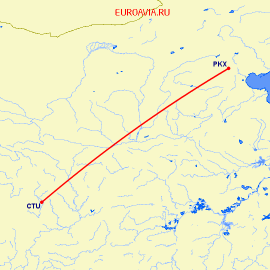 перелет Пекин — Ченгду на карте