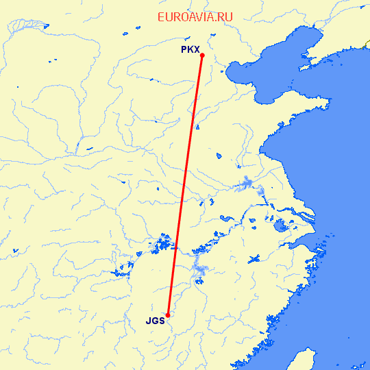 перелет Пекин — Ji An на карте