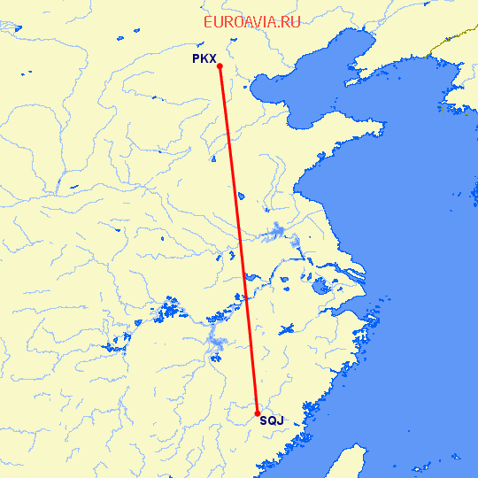 перелет Пекин — Шехди на карте