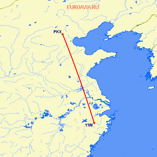 перелет Пекин — Иву на карте