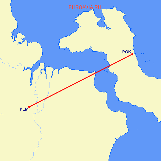 перелет Палембанг — Пангкалпинанг на карте