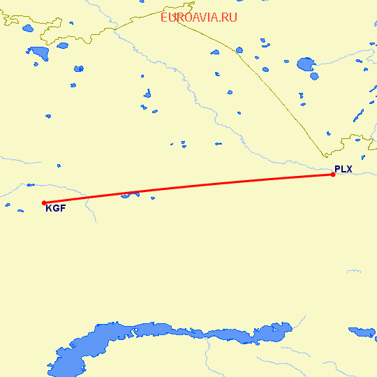 перелет Семипалатинск — Караганда на карте
