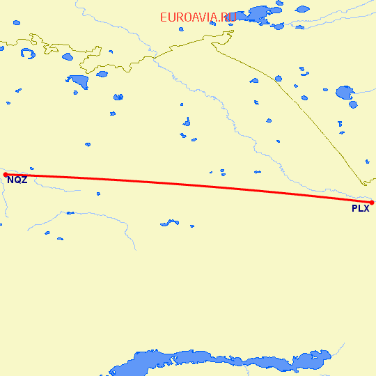 перелет Семипалатинск — Нур-Султан на карте