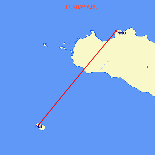 перелет Палермо — Pantelleria на карте