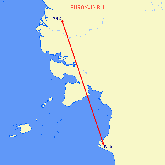 перелет Понтианак — Ketapang на карте