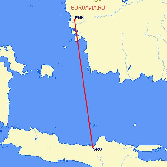 перелет Понтианак — Семаранг на карте