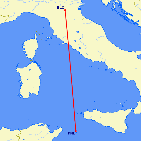 перелет Pantelleria — Болонья на карте