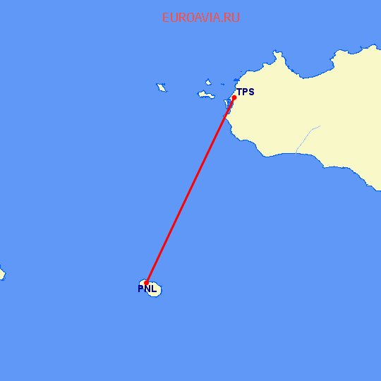 перелет Pantelleria — Тапини на карте