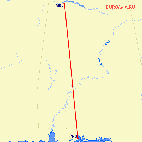 перелет Pensacola — Шеффилд на карте