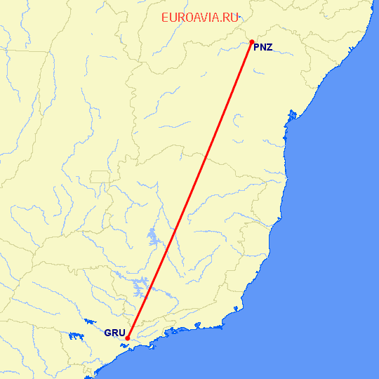 перелет Петролина — Сан Паулу на карте