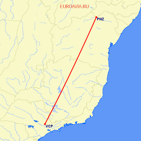 перелет Петролина — Сан Паулу на карте