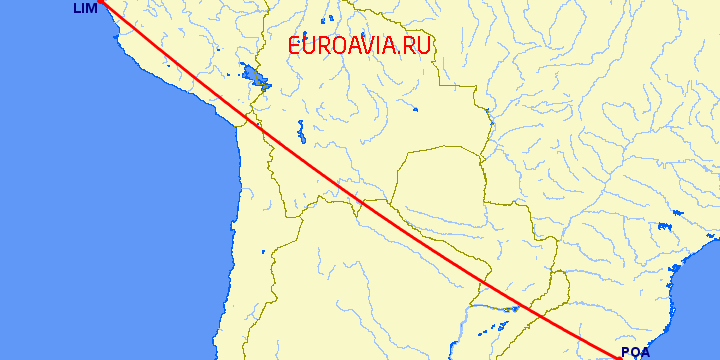 перелет Порто Алегре — Лима на карте