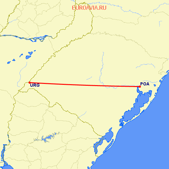 перелет Порто Алегре — Uruguaiana на карте
