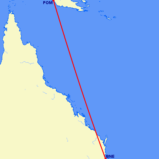 перелет Порт Морсби — Брисбен на карте