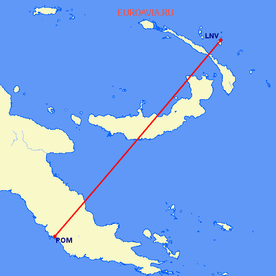 перелет Порт Морсби — Lihir Island на карте