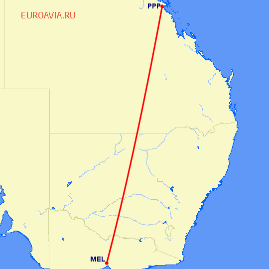 перелет Proserpine — Мельбурн на карте