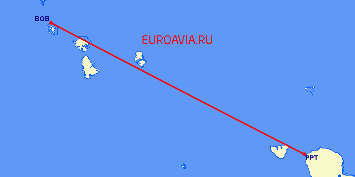перелет Папеэте — Bora Bora на карте
