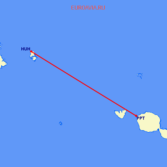 перелет Папеэте — Huahine на карте