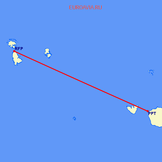 перелет Папеэте — Raiatea на карте
