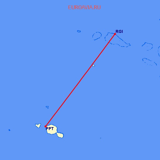 перелет Папеэте — Rangiroa на карте