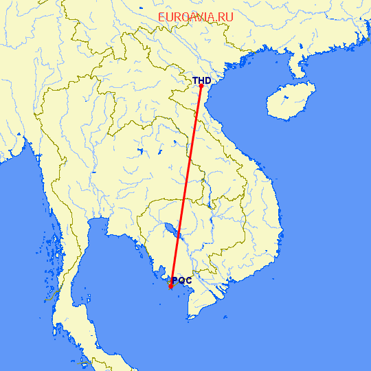 перелет Пху Квок — Тханьхоа на карте