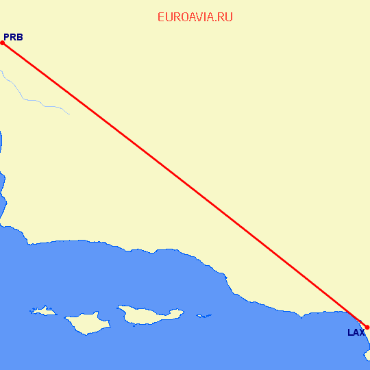 перелет Paso Robles — Лос Анджелес на карте